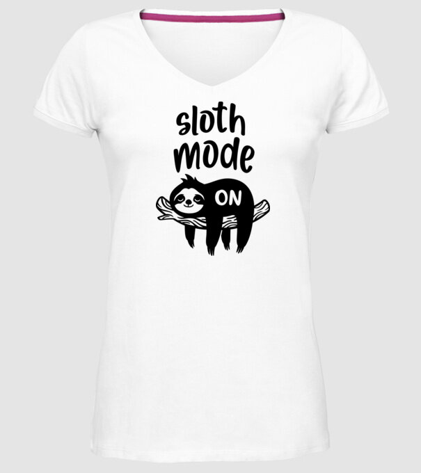 Sloth mode on model alb pe tricou