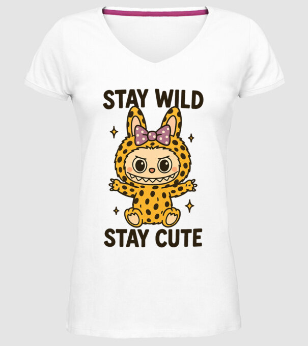 Stay wild - Labubu model alb pe tricou