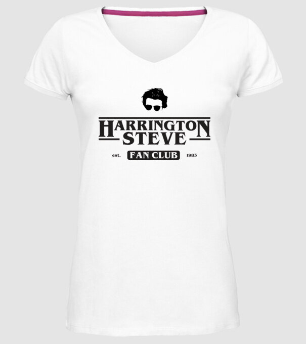 steve harrington fan club model alb pe tricou