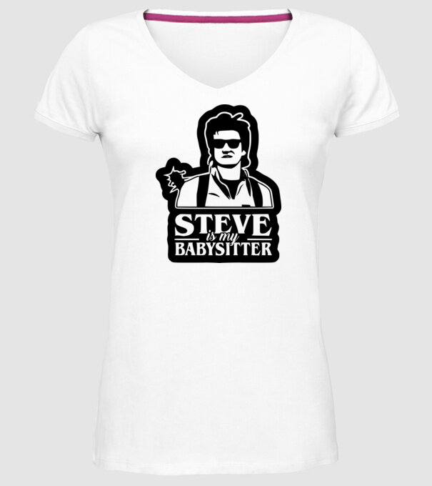 steve is my babysitter model alb pe tricou