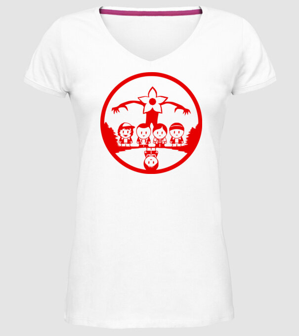 stranger things cartoon model alb pe tricou
