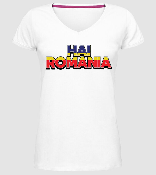 Subtitlu Hai Romania model alb pe tricou