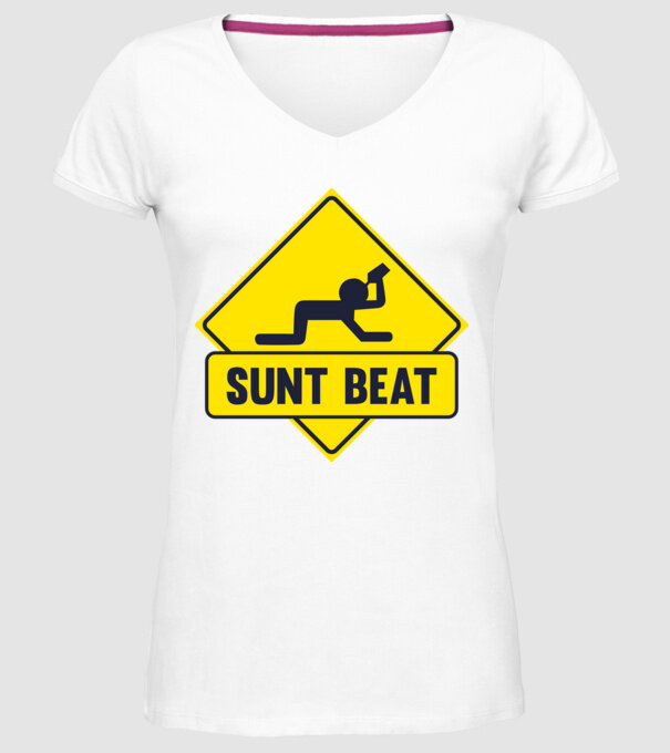 Sunt beat model alb pe tricou