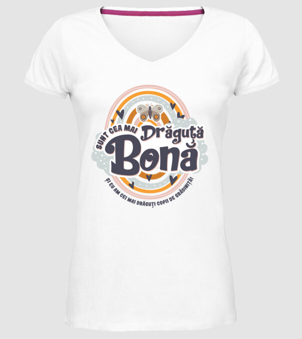 Sunt cea mai drăguță bonă! ... și eu am cei mai drăguți copii de grădiniță! model alb pe tricou