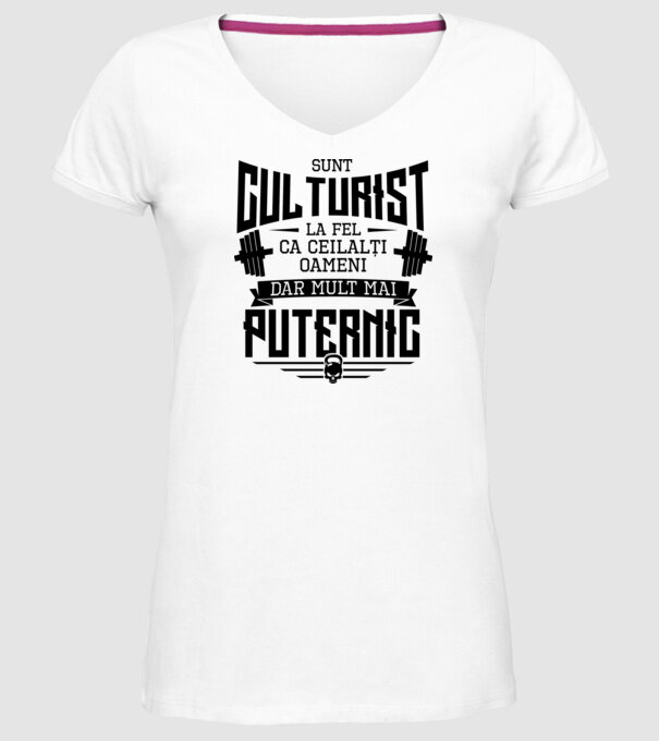 sunt culturist, la fel ca ceilalți oameni, dar mult mai puternic model alb pe tricou