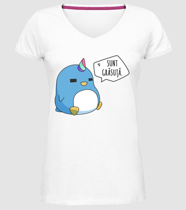 sunt grăsuță model alb pe tricou