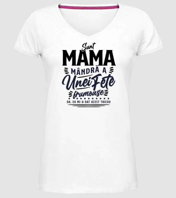 Sunt mama mândră a unei fete frumoase - da, ea mi-a dat acest tricou model alb pe tricou