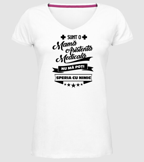 sunt o mamă asistentă medicală, nu mă poți speria cu nimic model alb pe tricou