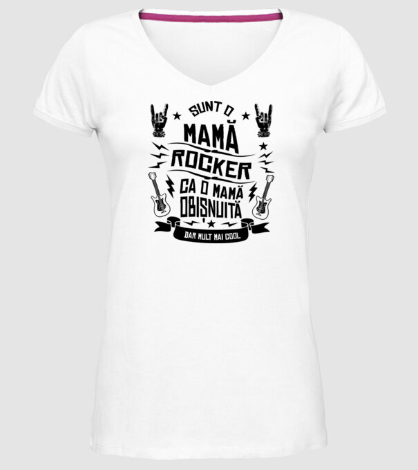 Sunt o mamă rocker, ca o mamă obișnuită, dar mult mai cool model alb pe tricou