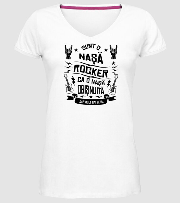 Sunt o nașă rocker, ca o nașă obișnuită, dar mult mai cool model alb pe tricou
