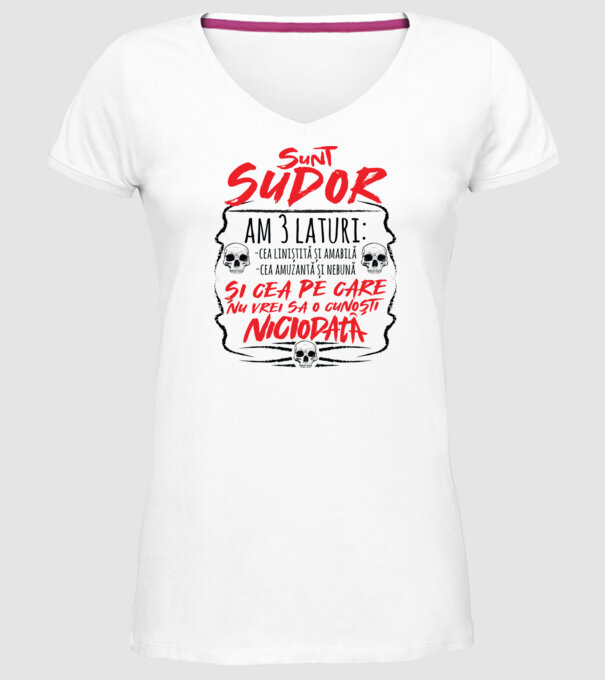 sunt sudor am 3 laturi model alb pe tricou