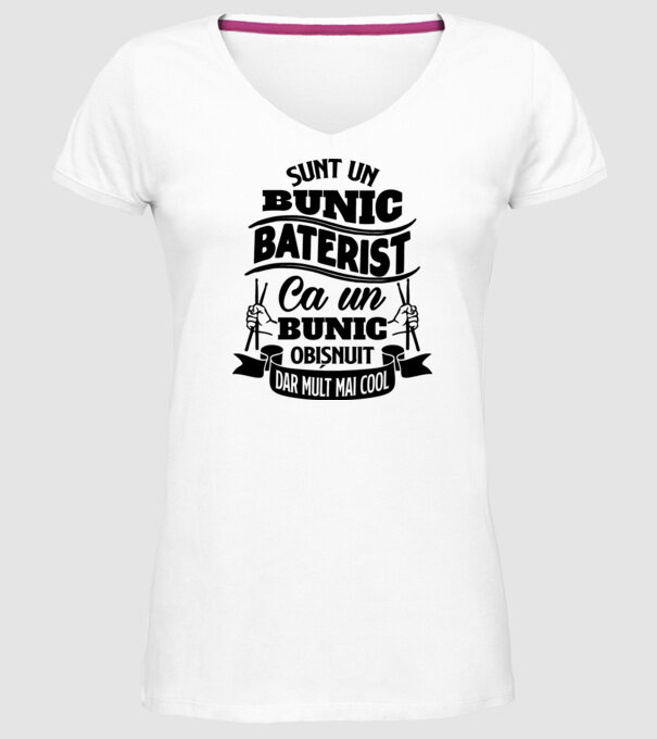 Sunt un bunic baterist, ca un bunic obișnuit, dar mult mai cool model alb pe tricou
