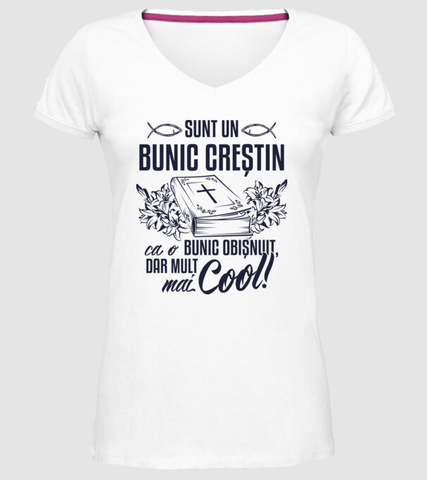 Sunt un bunic creștin, ca un bunic obișnuit, dar mult mai cool! model alb pe tricou