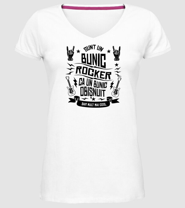 Sunt un bunic rocker, ca un bunic obișnuit, dar mult mai cool model alb pe tricou