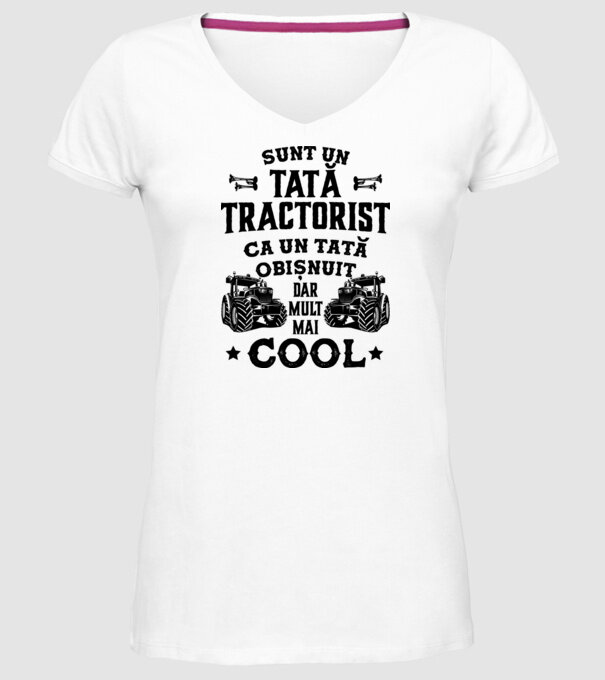 Sunt un tată tractorist, ca un tată obișnuit, dar mult mai cool model alb pe tricou