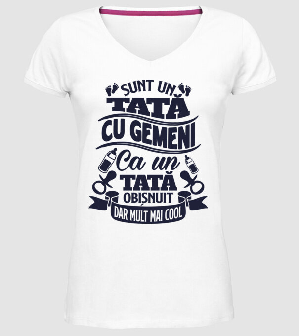 Sunt un tată cu gemeni, ca un tată obișnuit, dar mult mai cool model alb pe tricou