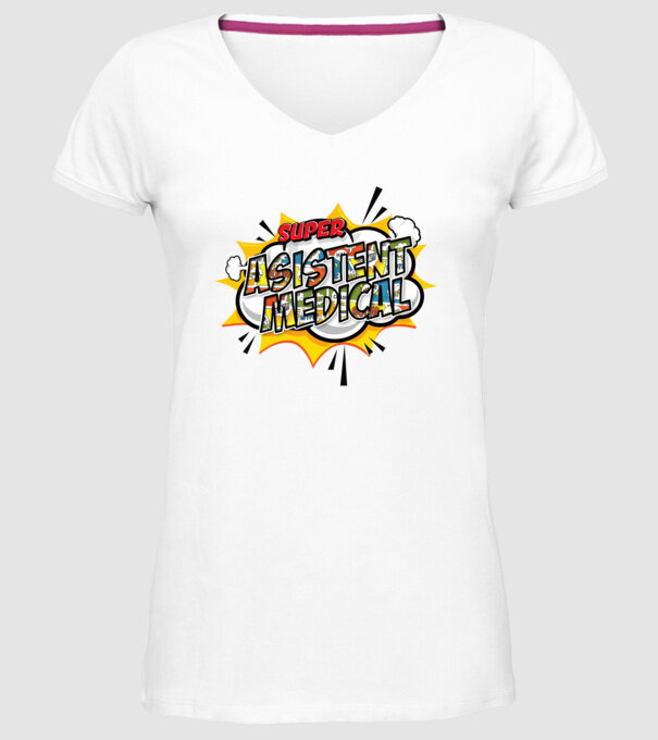 Super Asistent medical model alb pe tricou