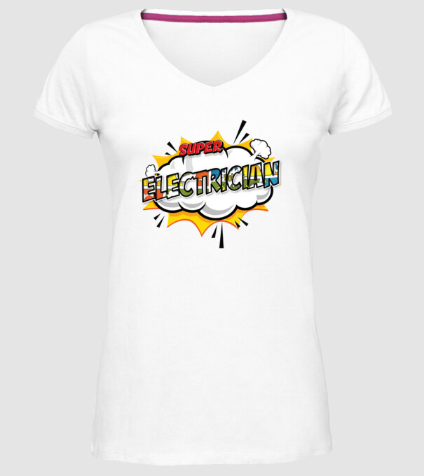 Super Electrician model alb pe tricou
