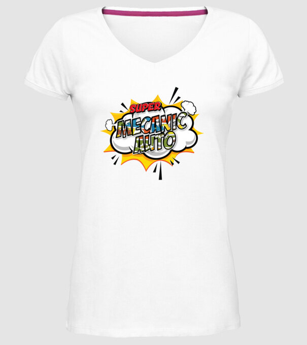 Super mecanic auto model alb pe tricou