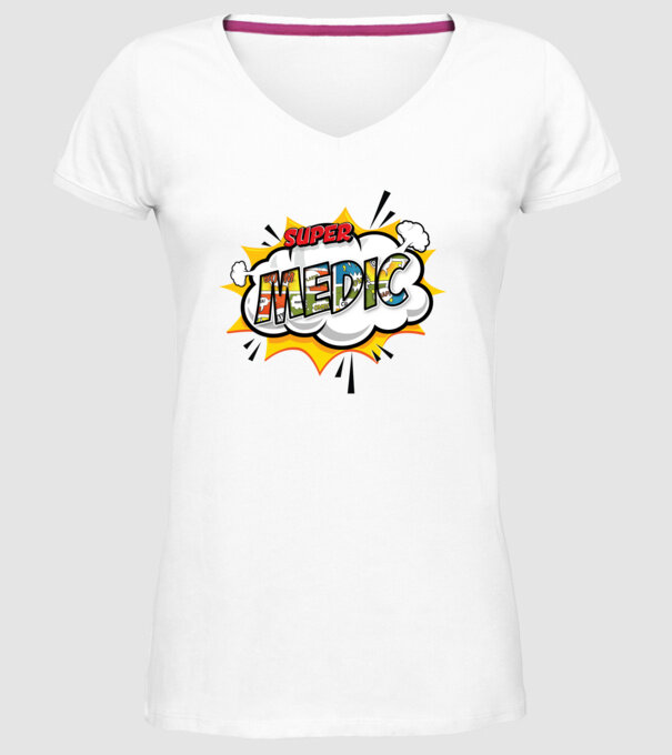 Super Medic model alb pe tricou