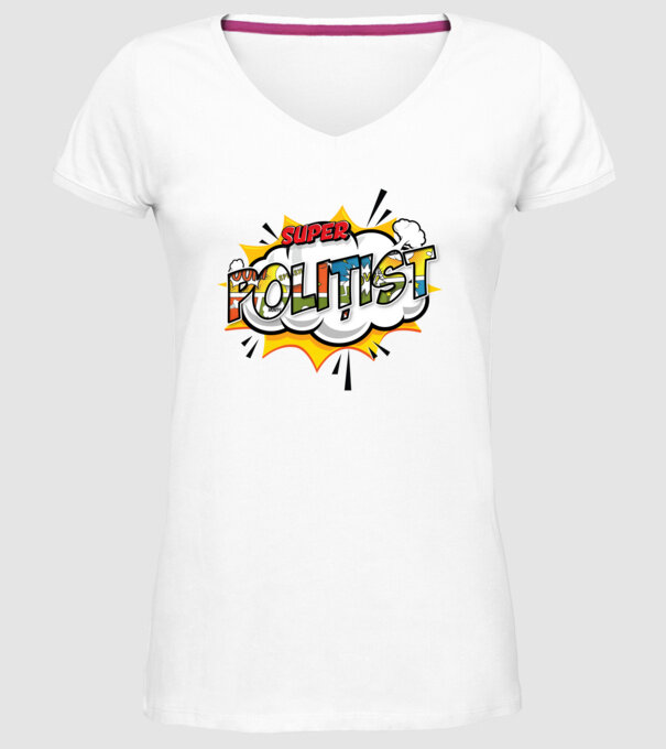 Super Polițist model alb pe tricou