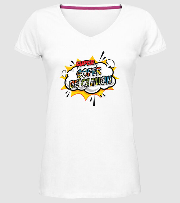 Super Șofer de camion model alb pe tricou
