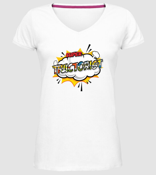 Super Tractorist model alb pe tricou