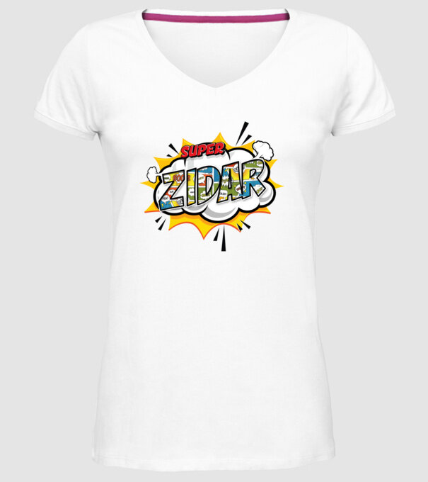 Super Zidar model alb pe tricou