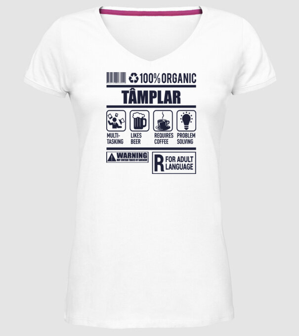 TÂMPLAR model alb pe tricou