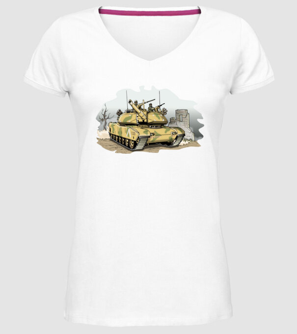 Tancuri model alb pe tricou
