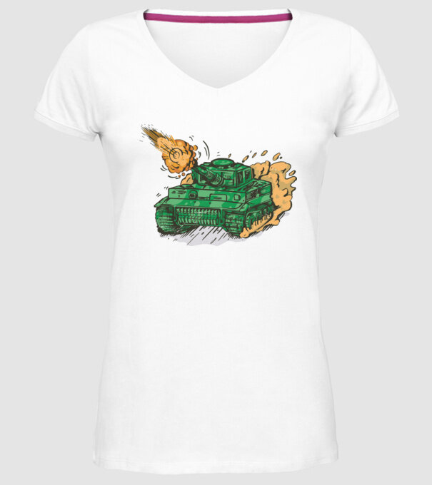 Tancuri model alb pe tricou