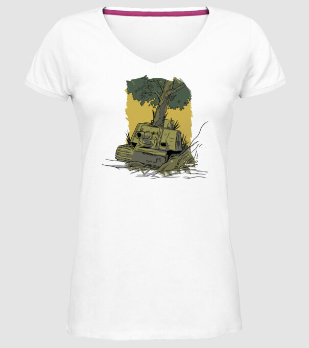 Tancuri model alb pe tricou