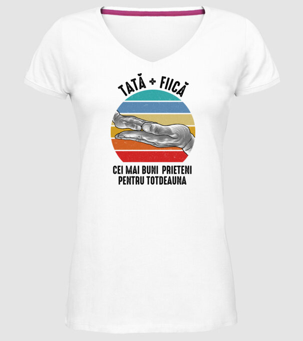 Tată - fiică - Cei mai bune prietene pentru totdeauna model alb pe tricou