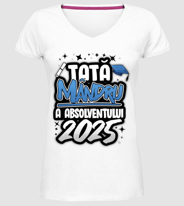 Tată MÂNDRU a absolventului model alb pe tricou