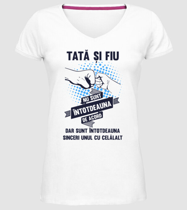 Tată și Fiu - nu sunt întotdeauna de acord, dar sunt întotdeauna sinceri unul cu celălalt model alb pe tricou