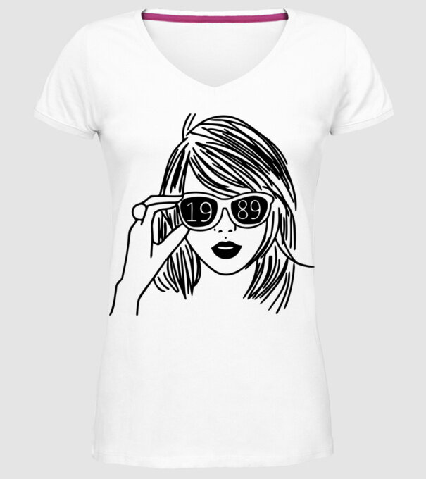 Taylor Swift 1989 model alb pe tricou