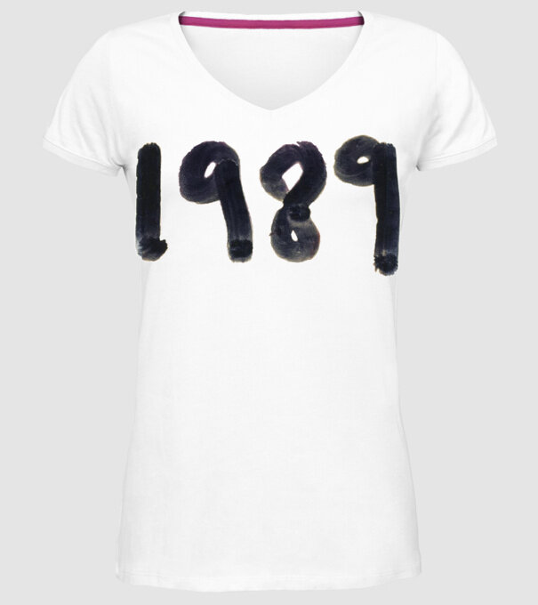 Taylor Swift 1989 text model alb pe tricou