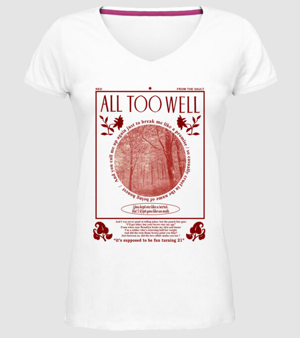 Taylor Swift All too well model alb pe tricou
