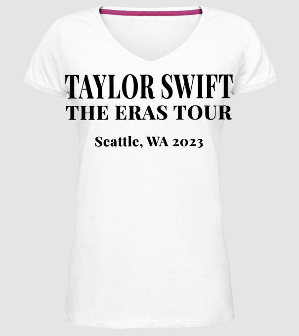 Taylor Swift Eras tour text2 model alb pe tricou