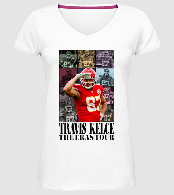 Taylor Swift Eras Travis Kelce model alb pe tricou