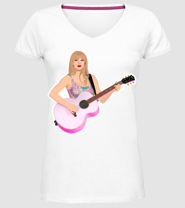 Taylor Swift pink model alb pe tricou