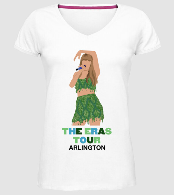 Taylor Swift The Eras Tour Arlington 2 model alb pe tricou