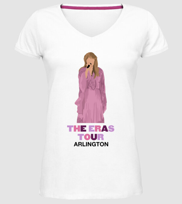 Taylor Swift The Eras Tour Arlington 3 model alb pe tricou