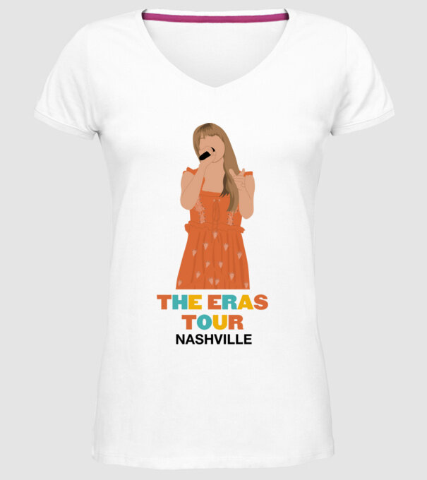 Taylor Swift The Eras Tour Nashville 3 model alb pe tricou