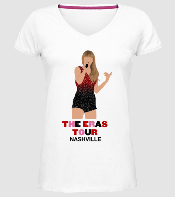 Taylor Swift The Eras Tour Nashville model alb pe tricou