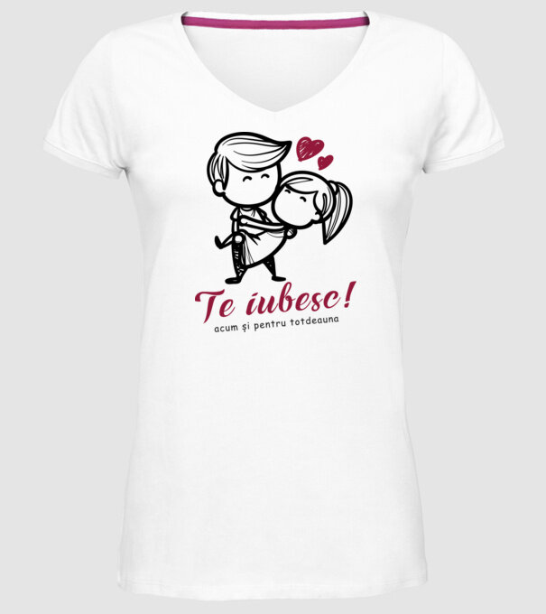te iubesc! model alb pe tricou