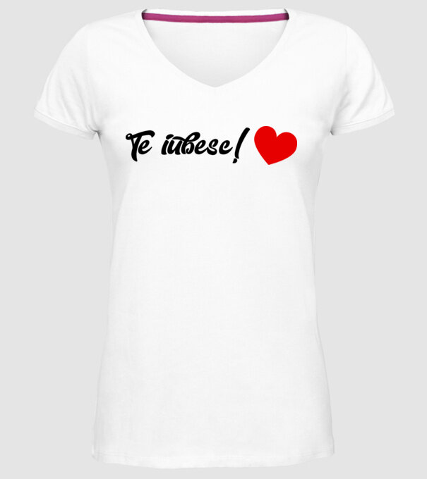 Te iubesc! model alb pe tricou
