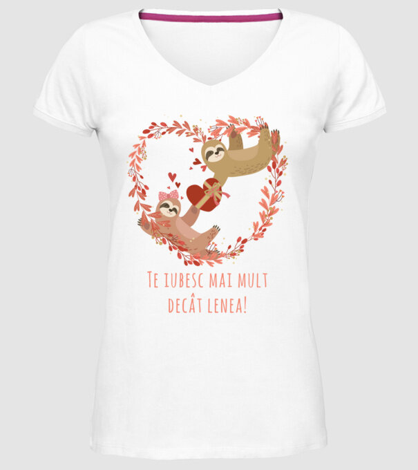Te iubesc mai mult decât lenea model alb pe tricou
