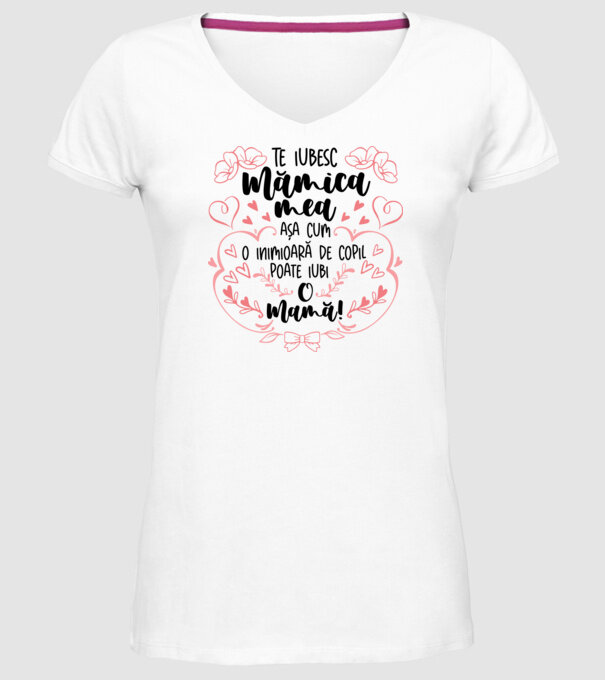 Te iubesc mămica mea model alb pe tricou