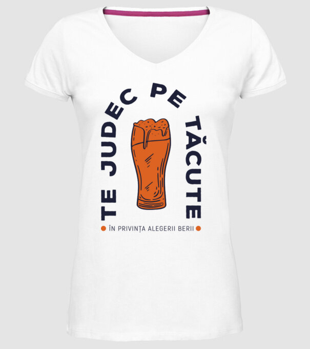 Te judec pe tăcute în privința alegerii berii. model alb pe tricou